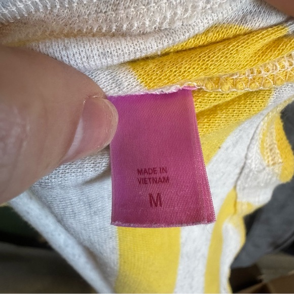 Y2K Vintage Victoria’s Secret PINK Yellow and Gray Striped Long Sleeve Henley - Picture 7 of 8